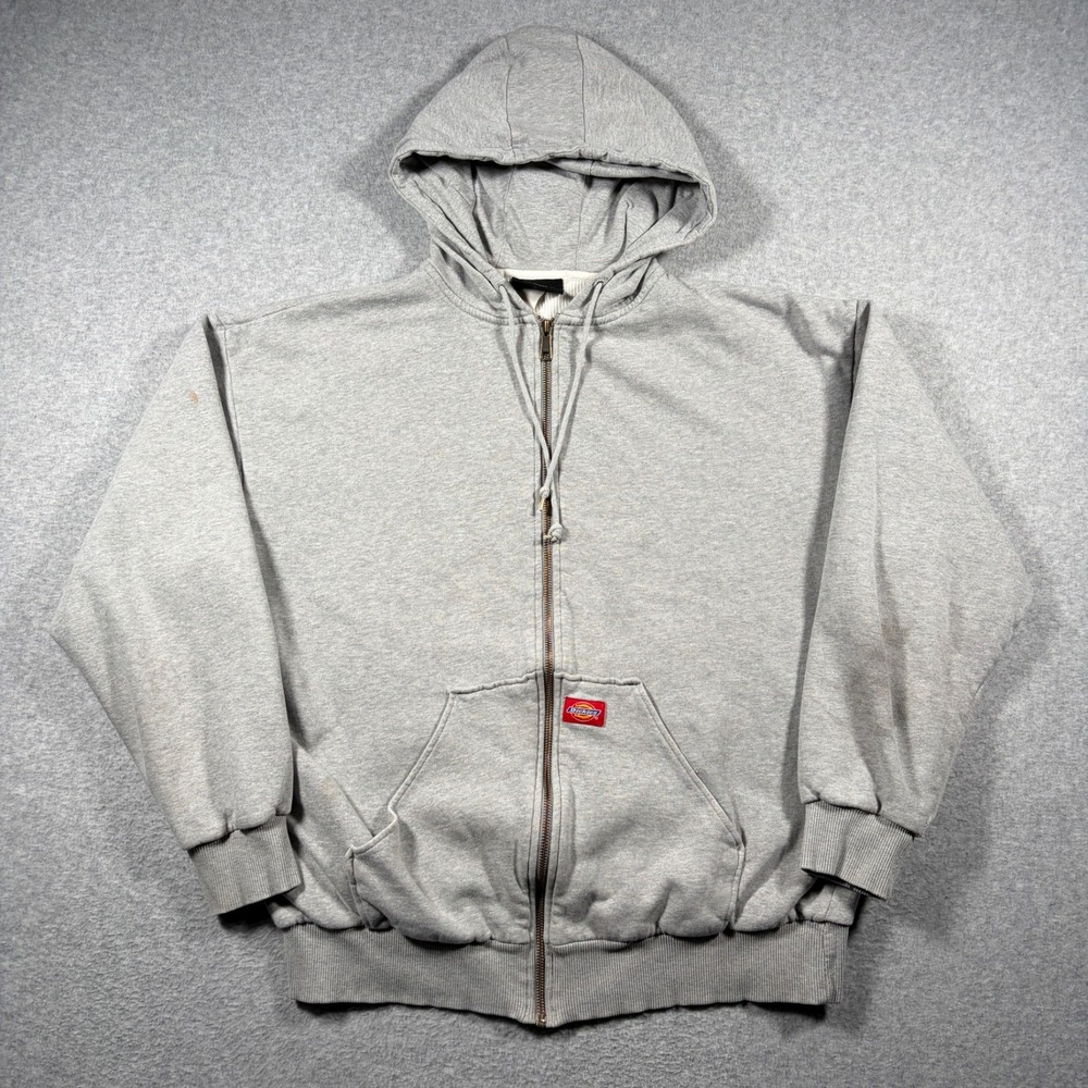 Dickies Full Zip Hoodie Mens XL Gray Vintage Thermal Lined Workwear Jacket